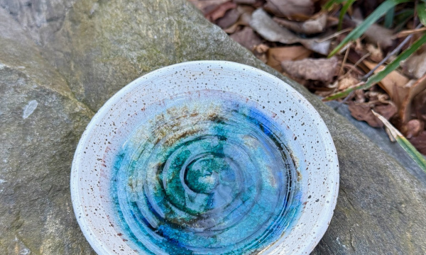 NEW! 4 1/2" Trinket Bowl - Stone/Glass